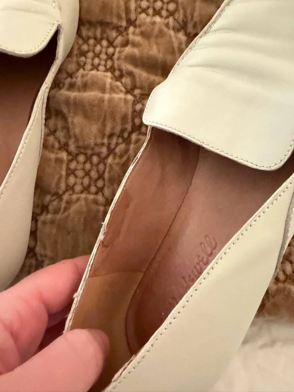 Madewell Ivory Leather Pointed Slip-On Loafers